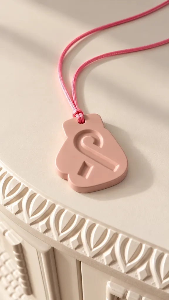 Dusty Pink Pendant on Carved Ivory Surface.webp