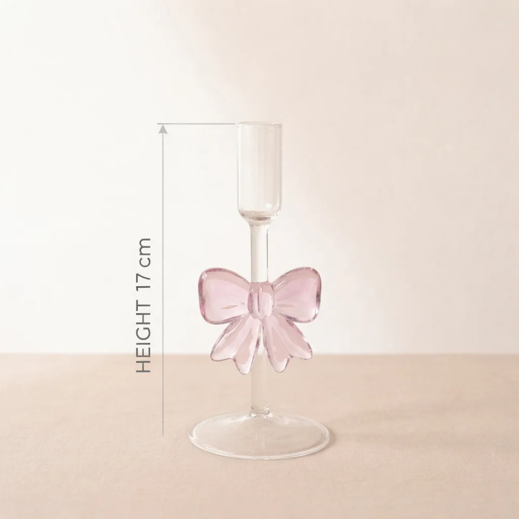 Butterfly Glass Candle Holder (Pink, Small)