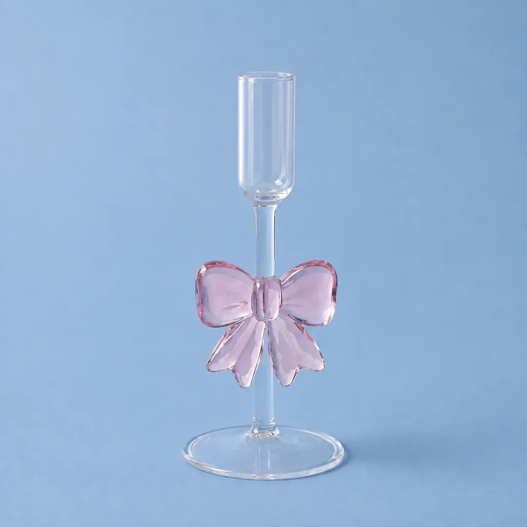 Butterfly Glass Candle Holder (Pink, Small)