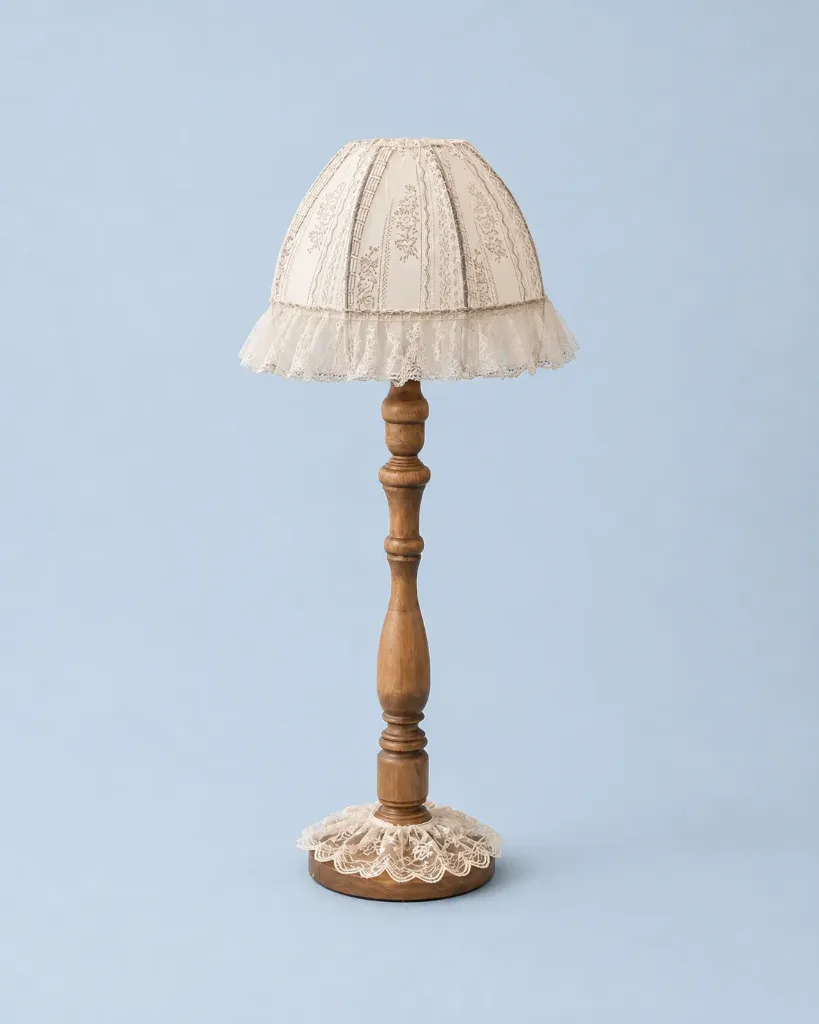 Vintage Lace Wooden Lamp